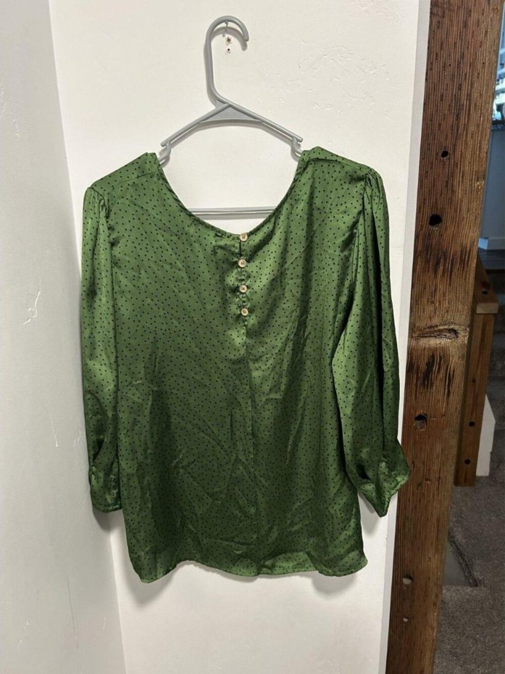 CotilCo Green Black Polka Dot Blouse Women’s XL